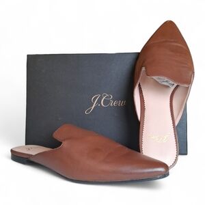 J Crew Pointed Toe Slides Leather Mules Sz 7.5